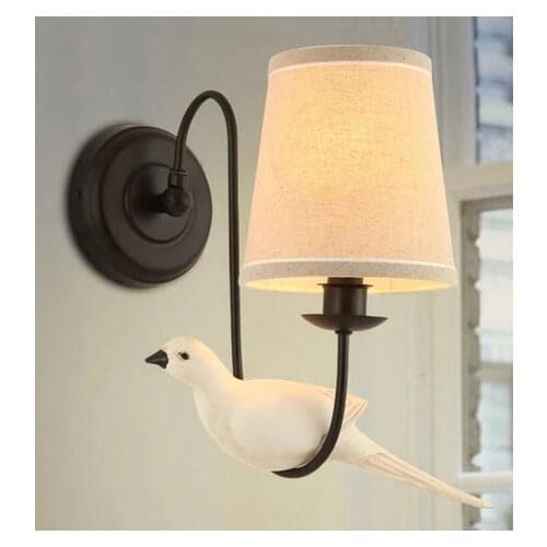 American Style Creative Cloth Bird Wall Sconce LED Wall Lamp Vintage Wall Light Fixtures Home Indoor Lighting Lampara Pared
