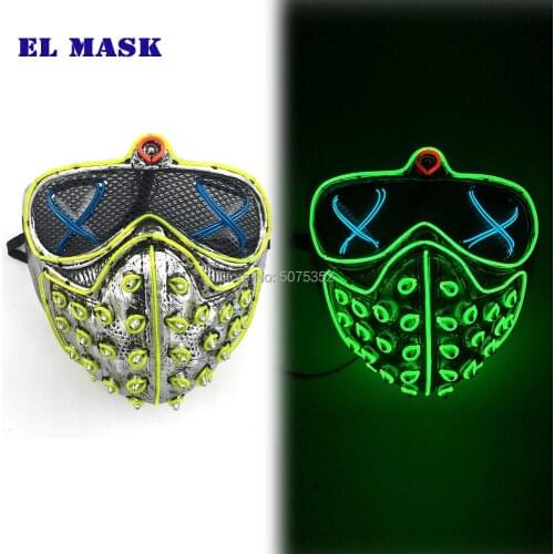 GZYUCHAO EL Watch Dogs EL Wire Mask Cosplay Neon Light Up Mask Glow In Dark Flashing Mask For Halloween Carnival Parties