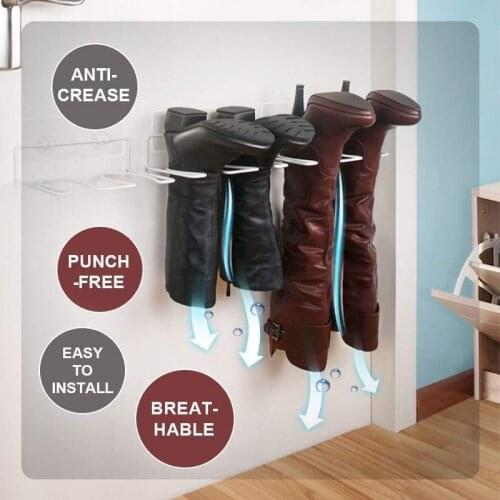 Multifunction Long Boots Wall Mount Shoe Rack Boots Support Wall-Mounted Dust-Proof Long Boots Storage Rack LT30