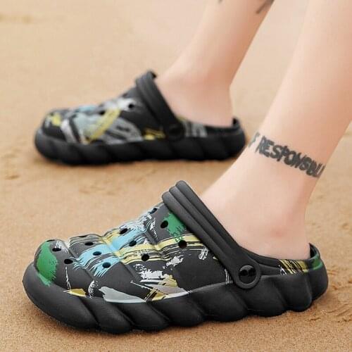 Men Jelly Shoes Camouflage Summer Sandals Male Flat Shoes Casual Clogs Slippers Man Candy Color Close Toe Beach Sandals