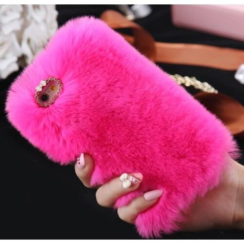 L-FADNUT Cute Fur Fluffy Phone Case For iPhone X Xr Xs 11 Pro Max 5 5S SE 2020 Luxury Diamond 6S 6 7 8 Plus Girl Cover Soft 360