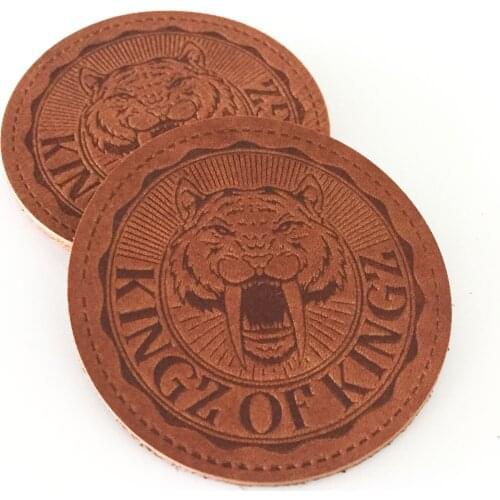 Custom Emboss Logo Sewing On Genuine Leather Label Patch For Hat