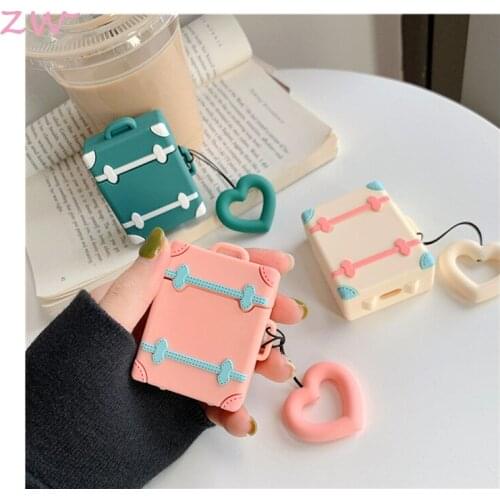 New fashion keychain simulation luggage silicone case for airpods 1 2 earphone protector cover keyring for female gift