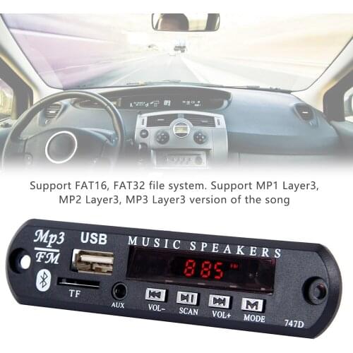 ODOMY 12V Wireless Bluetooth MP3 Decoder Board WMA Decoder Board Audio Module USB TF Radio Fit Car