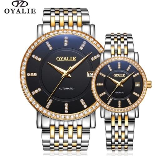 Couple Watch both Men and Women Diamond Mechanical Automatic Watch Classic Unisex Stainless Steel Lovers Gift Wrist Watches