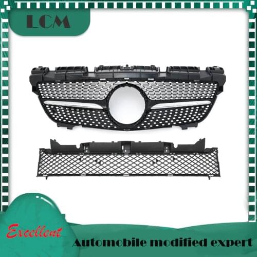 Diamond Style Front Bumper Racing Grille Upper & Lower 2 pieces For-Mercedes-Benz SLK-class SLK 250 350 200 R172 2011-2015