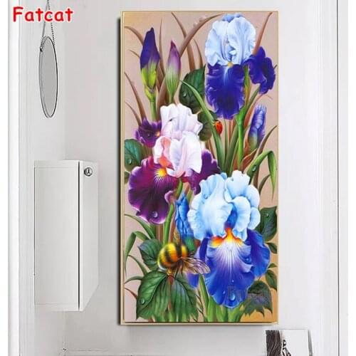 Full Resin diamond painting iris flower Cross Stitch Square round Diamond bee Diamond Embroidery Diy handicraft decor art PP1045