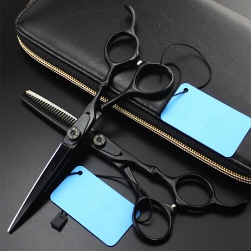 Professional JP 440c 6 '' black bamboo hair scissors cutting barber makas haircut scissor thinning shears hairdressing scissors