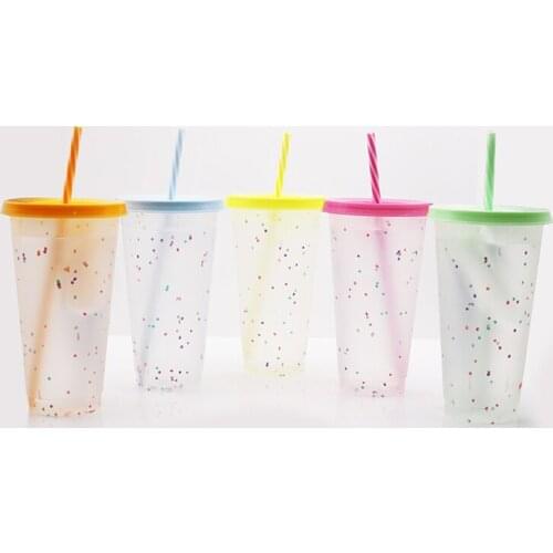 Transparent Color-changing Cup PP Plastic Cold-changing Five-color Star Cup Temperature-sensitive Color-changing Water Cup