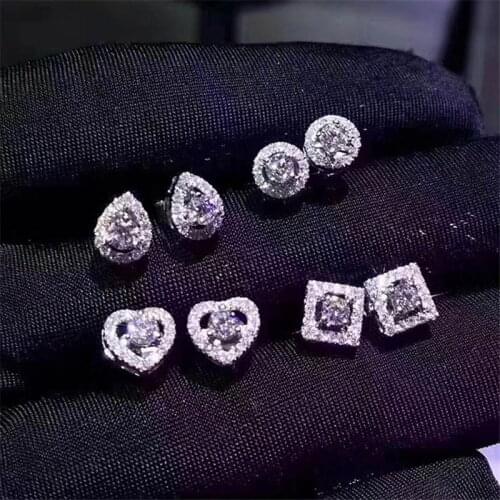 Choucong Fashion Stud earring AAAAA cz Stone Real 925 Sterling silver Statement Party Wedding Stud Earrings for women jewelry