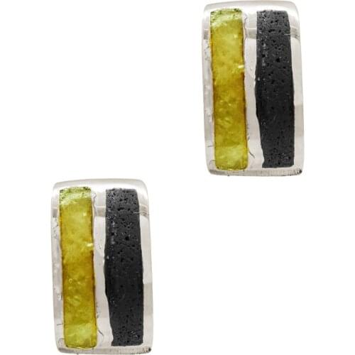 DARK DIAMOND-pendant of authentic volcanic Lava, olivine and 925 sterling silver. Handmade in Spain