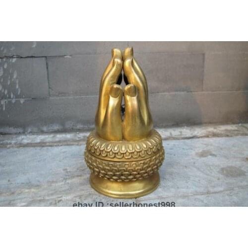 Tibet Pure Brass Buddhism Tathagata Bodhisattva Buddha Hand Lotus Incense Burner