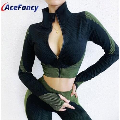 Acefancy Women Zipper Workout Tops Long Sleeve ZC2683 Slim Fit Fitness Jacket with Thumb Holes Gym Top Sportswear For Women