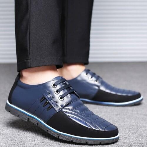 UPUPER Brand Genuine Leather Mens Casual Shoes High Quality Leather Shoes Men Black Blue Flat Loafers Moccasins Big Size 37-48