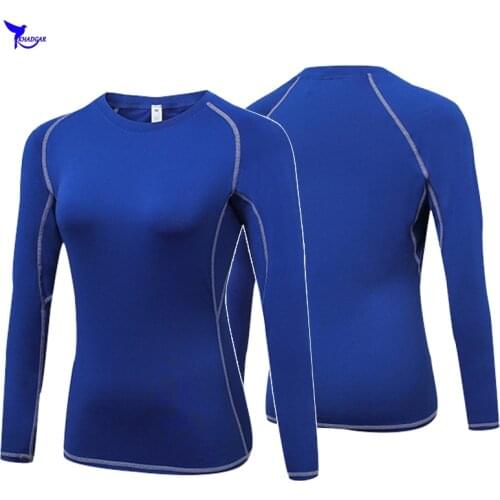 2019 New women compression long sleeve running t shirts gym fitness elastic clothes quick dry base layer jogging yoga sportswear