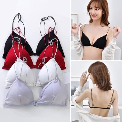 Women Bra Front Closure Underwear Comfort Bralette Triangle Cup Spaghetti Strap French Style Seamless Bras Special 2021 New