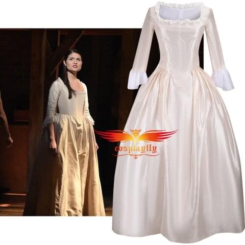 Anime Musical Rock Opera Hamilton Stage Gown Concert Elizabeth Schuyler Cosplay Costume Outfits for Women Ivory Dress Halloween