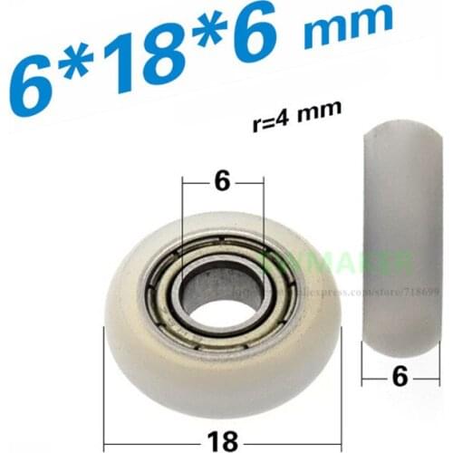 1pcs 6*18*6mm 686 bearing pulley, PA6 nylon wheel, spherical R4 guide wheel of door and window and drawer exhibition cabinet