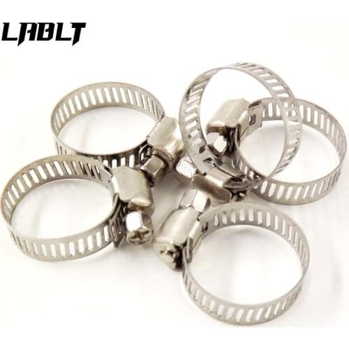 100pcs 1/2"-3/4" Drive Hose Clamps Fuel Line Worm Adjustable Stainless Steel