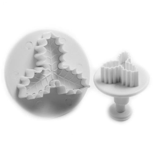 2pcs/set Three Leaf Holly plunger Cutter cake decorating fondant embossing tool Cookie Cutter Gift