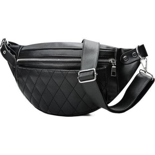 5PCS/ LOT Women Waist Bags PU Leather Male Solid Zipper High Quality Waist Bag Fanny Pack Bum Belt Bag Chest Bag