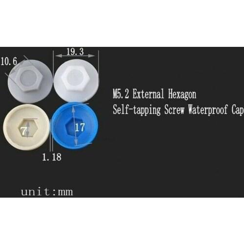 50pcs M5.2 External Hexagon Self-Drilling Screw Waterproof Cap / Plastic Screw Cap