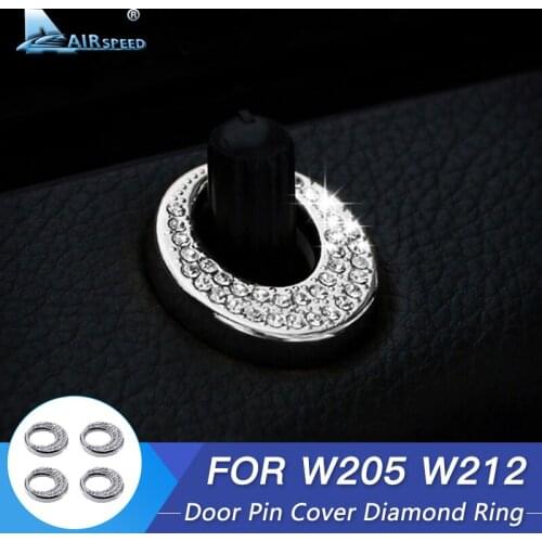 AIRSPEED 4pcs for Mecerdes Benz C Class W205 E Class W212 Accessories Interior Mouldings Car Door Pin Circles Cover Diamond Ring