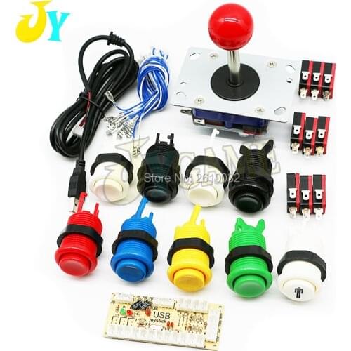 ZIPPY/ Happ Type Arcade Joystick Button DIY Kit for Jamma Mame USB Zero Delay USB Encoder 8 Way Stick Push Buttons