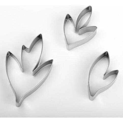 Free Shipping 3pcs Stainless Steel Peony Leaves Cookie Cutters Cake Decoration Mold Set HB0958C
