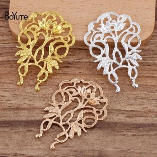 BoYuTe (10 Pieces/Lot) 25*67MM Metal Alloy Flower Jewelry Making Materials Diy Handmade Hair Accessories