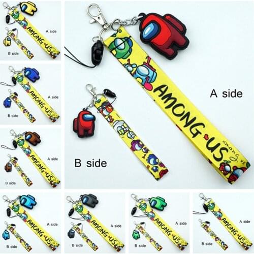 Game Among Us Yellow Mobile Phone Amongus Portable Short Lanyard for Cosplay Bag Keychain Keys Phone Strap Wrist Strap Keyring