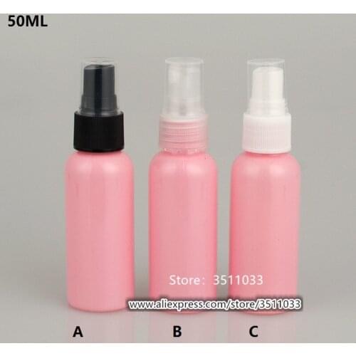 50ML Pink Plastic Bottle Black Mist Sprayer Make up Liquid Atomizer Bottle 50CC Pink Spray Bottles Perfume Spray Bottle 30pcs