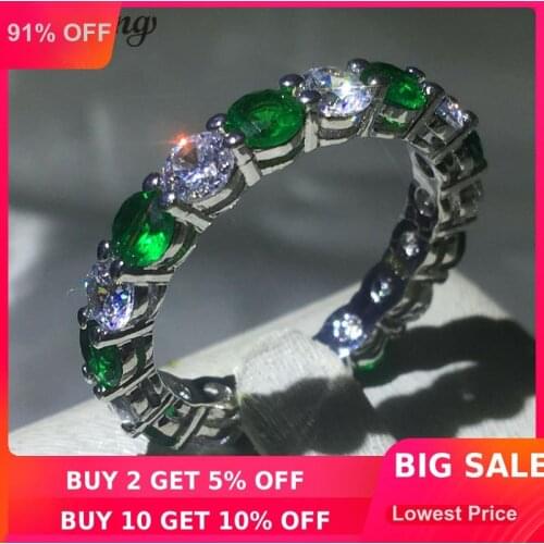 Choucong Eternal Ring 4mm Green 5A Zircon Cz 925 Sterling Silver Engagement Wedding Band Rings for women men Anniversary Jewelry