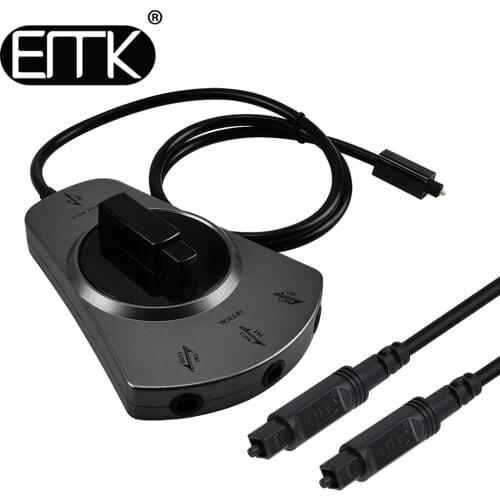 EMK 3-Way Digital Toslink Switch SPDIF Optical Audio Switch Toslink Cable Switcher Selector Hub Box for DVD CD player