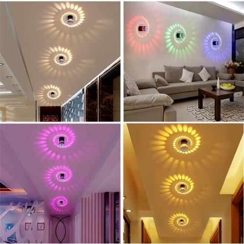 RGB Spiral Hole LED Wall Light Effect Wall Lamp With Remote Controller Colorful Wall lamp For Party Bar Lobby KTV Home Decor