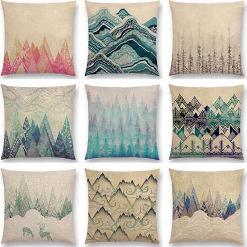 Colour Tide Wood Forest Tree Mountain River Hills Winter Snow Top Floral Fresh Pattern Prints Cushion Cover Sofa Pillow Case