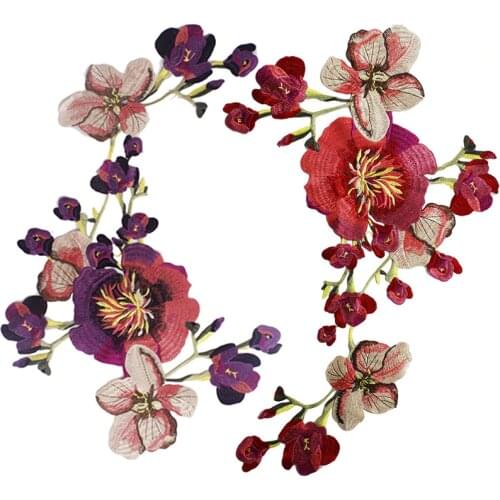 Flower 2pcs/set big applique patches for clothing fabric patch sewing accessories fashion parches bordados embroidered patches