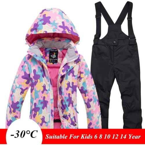 Kids Winter Ski Suit Waterproof Windproof Children Skiing Jackets And Pants Suit For Big Boys Girls 6-14 Years Snow Wear TX004