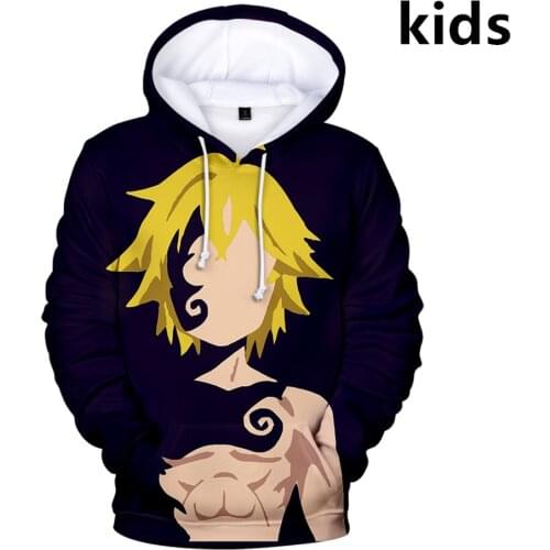3 To 13 Years Kids Hoodie Seven Deadly Sins Meliodas 3D Hoodies Sweatshirt Boys Girls Long Sleeve Jacket Coat Children Clothes