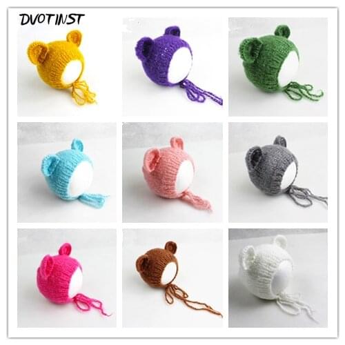 Dvotinst Baby Photography Props Crochet Knit Newborn Mohair Hat Fotografia Accessories Infant Studio Shooting Photo Shower Gift