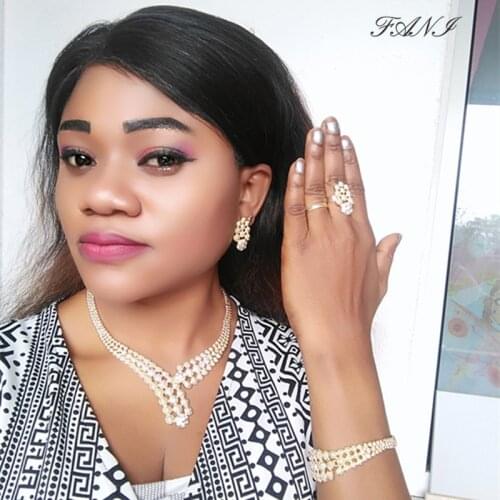 Fani fashion african Bridal jewelry set Brand dubai Gold Colorful jewelry set Wedding Women Accessories jewelry set Wholesale