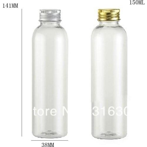 20 x 150ml Transparent PET Cosmetic Cream Shampoo bottles 150cc 5oz clear pet bottle with aluminum cap