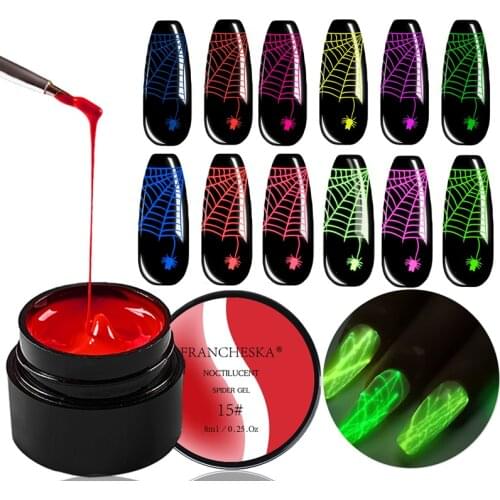 Spider Nail Gel Luminous Halloween Nail Art Painted Luminous Elastic Design Drawing Glue Painting Gel Halloween DIY Nail TSLM1