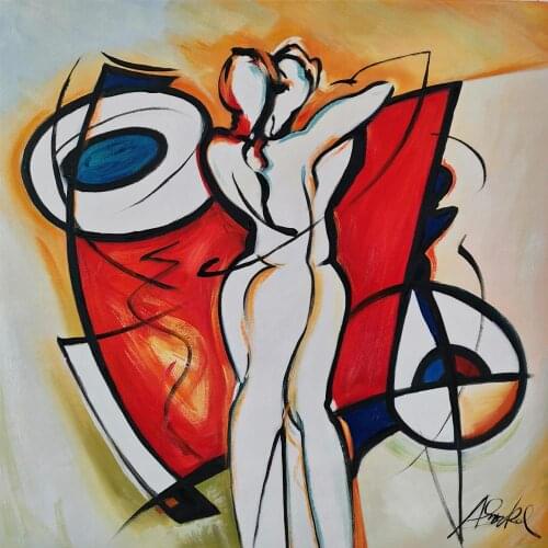 Handmade Canvas Art Abstract Oil Painting For Bedroom Female Nude Modern Colorful Artwork Wall Decor Anniversary Gift Love Large