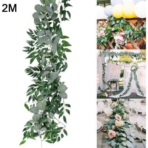 Artificial Hanging Eucalyptus Vine Leaves Garland Party Photo Props Home Decor