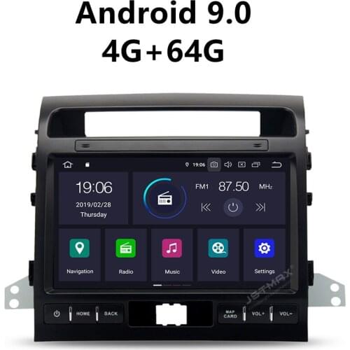 JSTMAX 9'' Android 9.0 4G+64G ISP Screen Car Radio Stereo Player For toyota Land Cruiser LC200 2008-2013 GPS Player