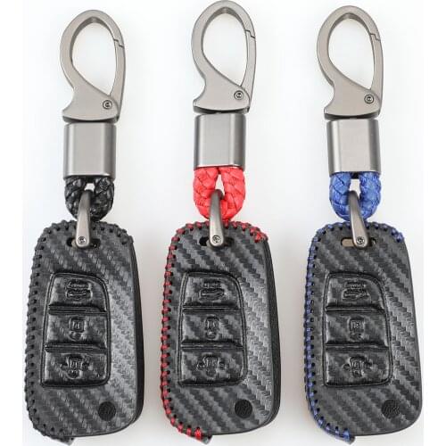 Kutery 3 Butttons Leather Remote Key Case For Hyundai Elantra Solaris 2016-2018 Car Accessories