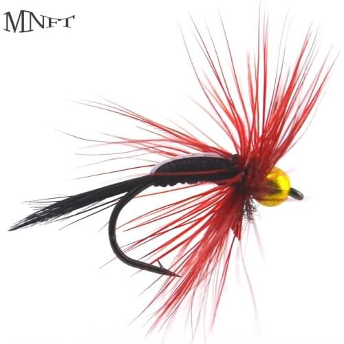 MNFT 10PCS 11# Gold Bead Red Nymph Flying Lures Trout Flies Lure Outdoor Sports Fishing