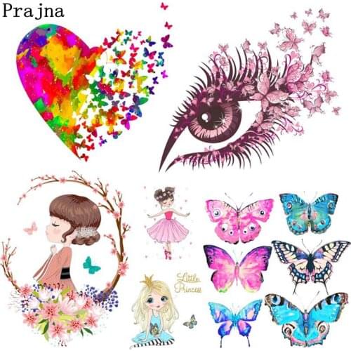 Prajna Butterfly Unicorn Cartoon Iron-On Transfers Iron Patches For Clothing Heat Transfers Wholesale DIY PVC Stickers Patch