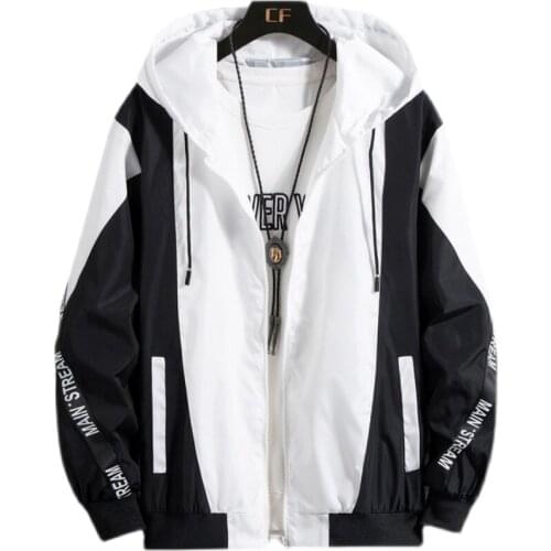Spring and autumn new mens jacket, a casual hooded street clothes, hip-hop hip-hop stitching sports jacket coat S-5XL